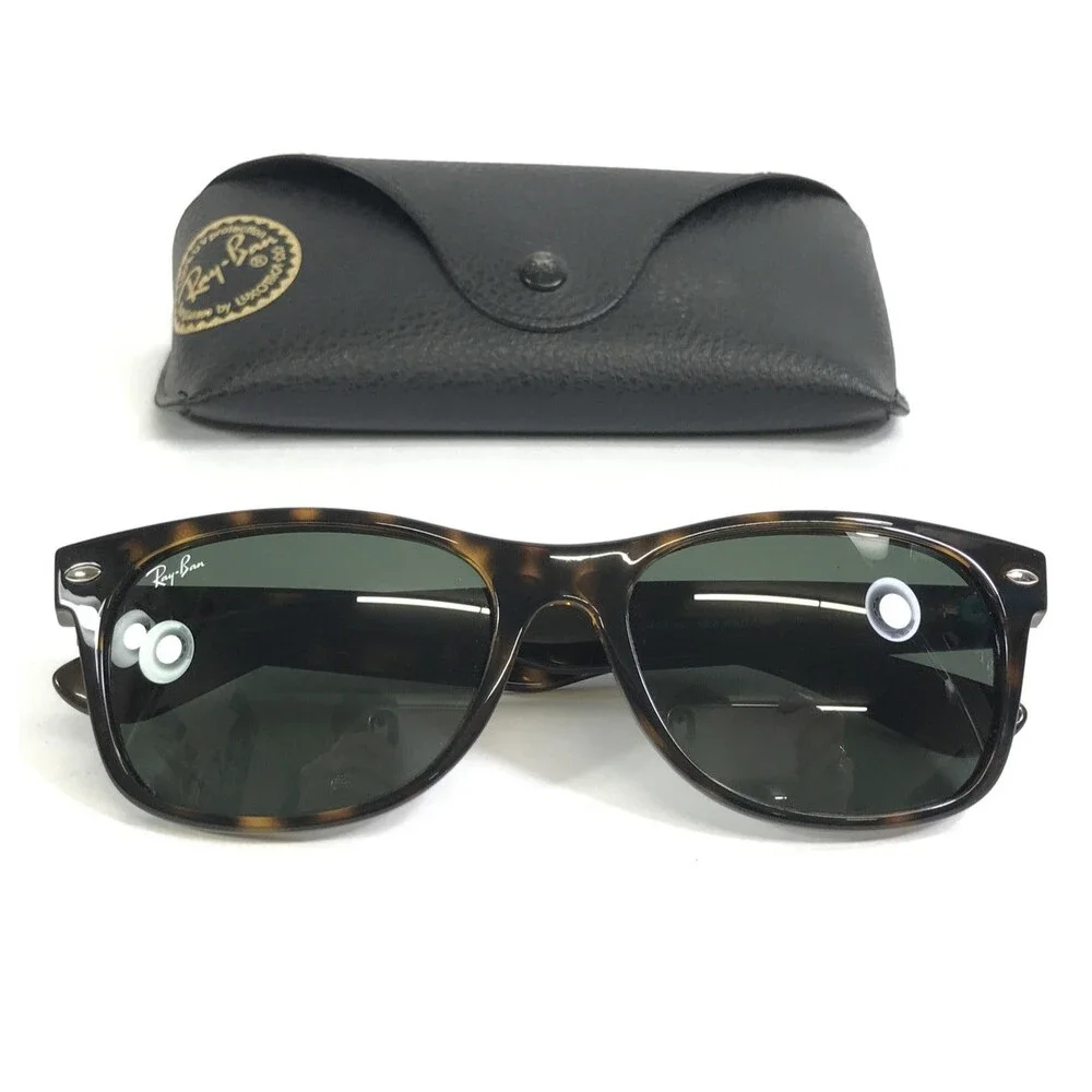 Ray-Ban Sunglasses RB2132 New Wayfarer 902 Tortoise With Green Lenses 55 Mm