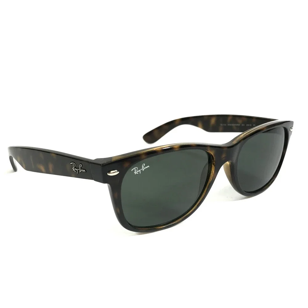 Ray-Ban Sunglasses RB2132 New Wayfarer 902 Tortoise With Green Lenses 55 Mm