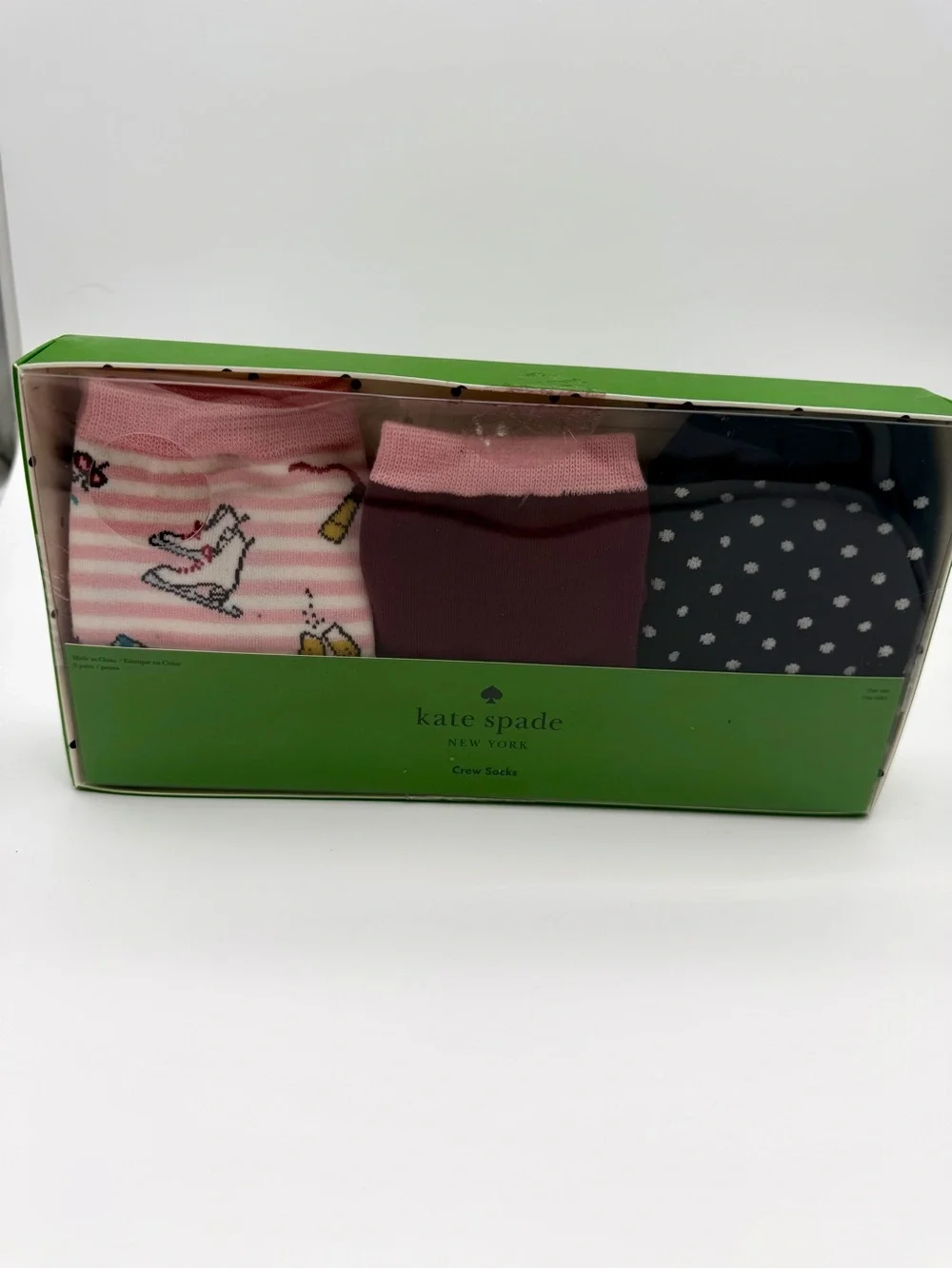 NIB Kate Spade New York Crew Socks Gift Set (3 Pairs) - Ice Skates & Polka Dots