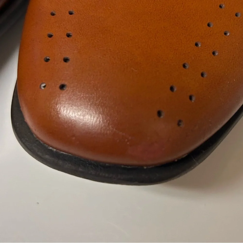Boys 6M Stacy Adams Cognac Brown Leather Lace-Up Oxfords Dress Shoes