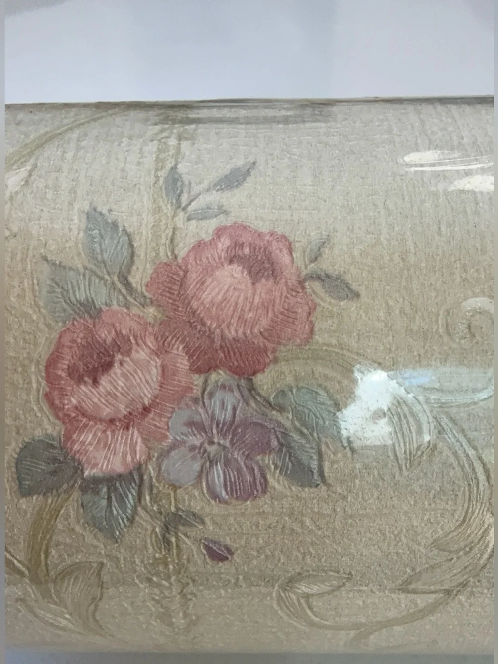 Emiliana Parati VTG Italian Vinyl Wallpaper Floral Pre-Pasted Beige Pink 11 Yd