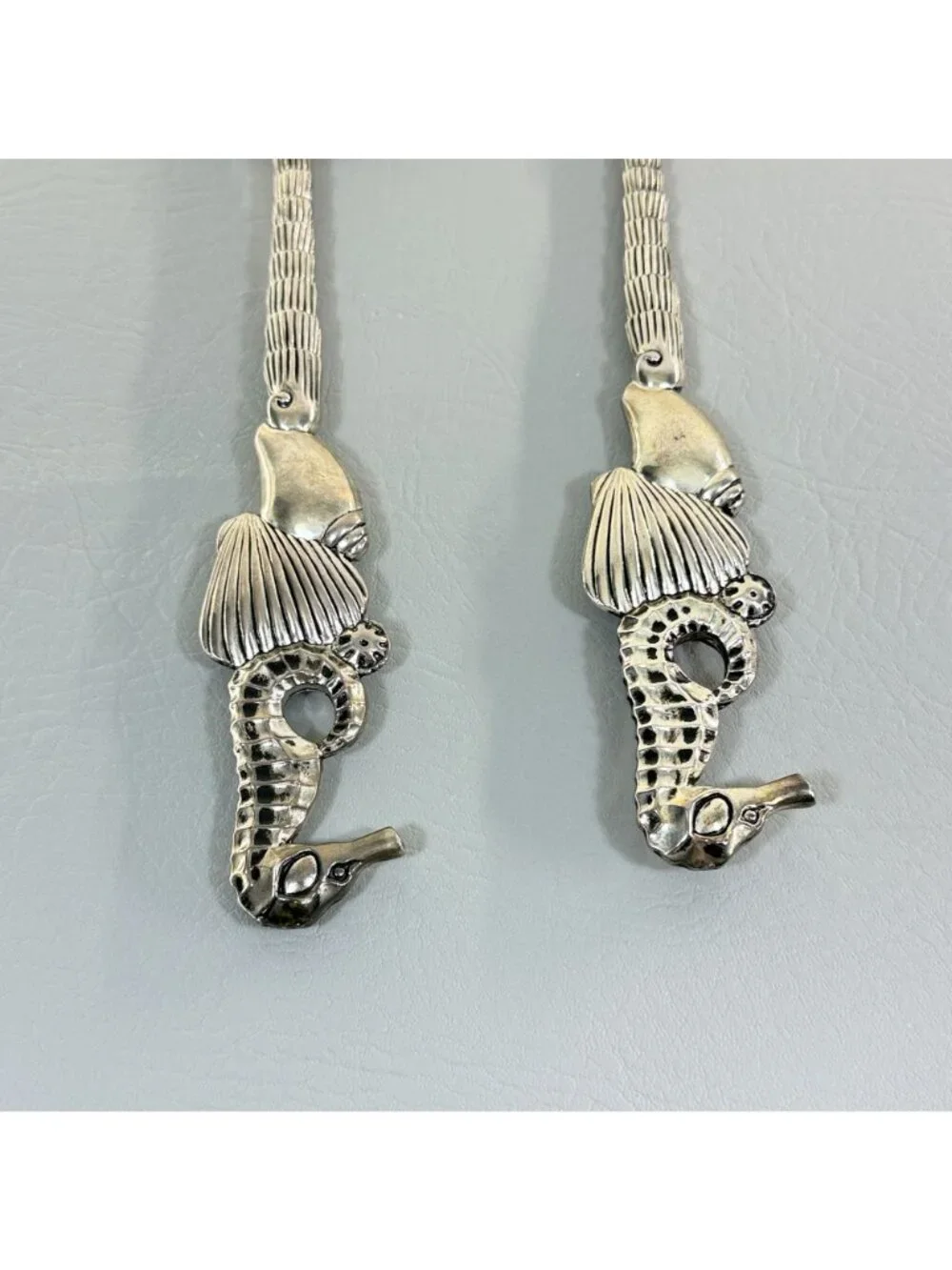 Vintage Godinger Silver Seahorse Shell Salad Serving Set Fork Spoon 11