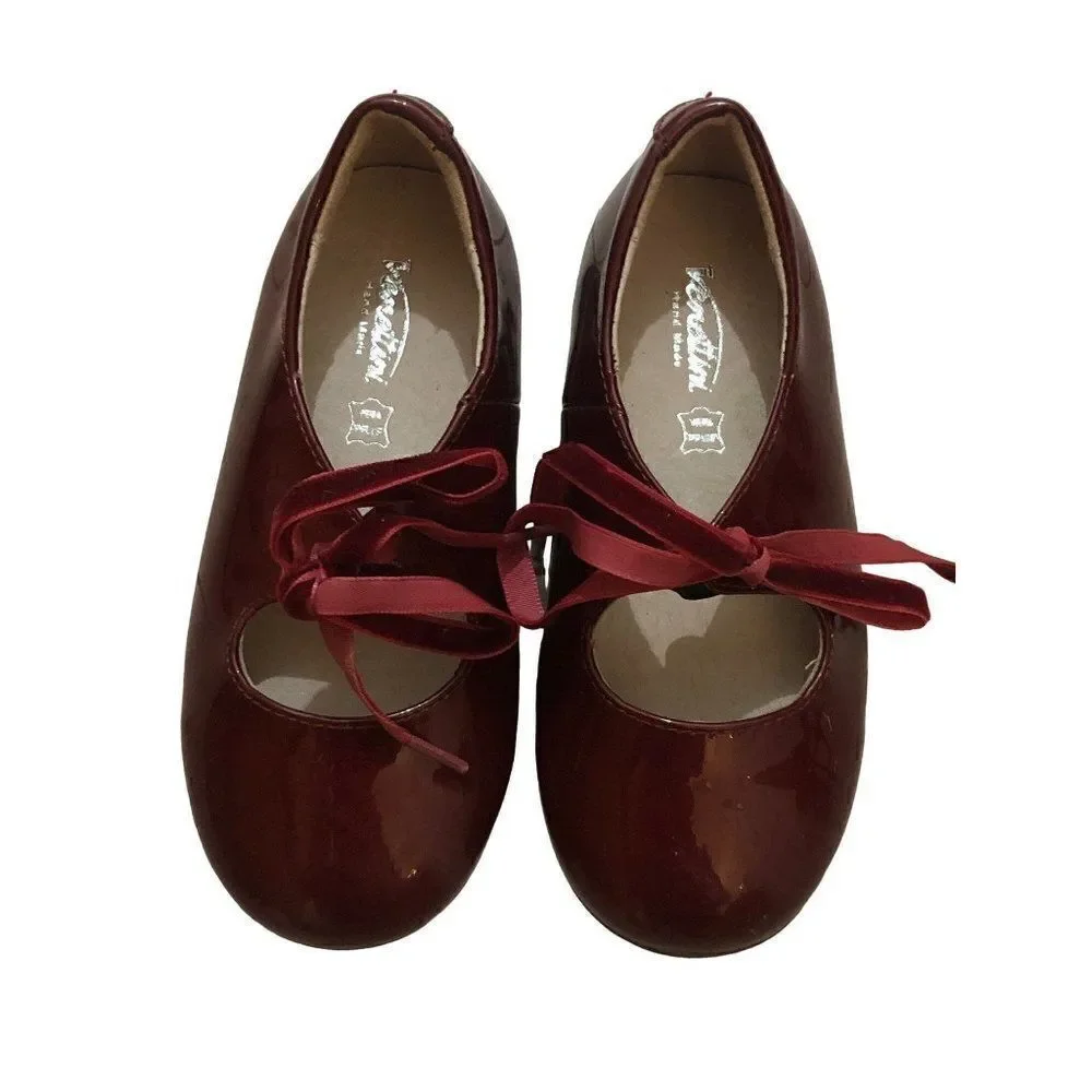 Venettini Girl’s Patent Leather Burgundy Mary Janes Toddler Shoes 24 EU