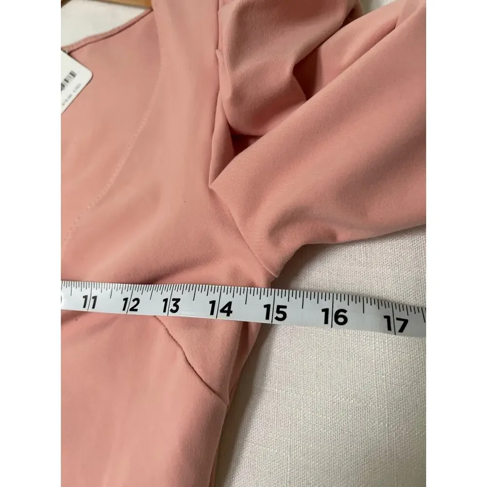 Free People Va Va Voop Long Sleeve Bodysuit in Pink Rose Size S