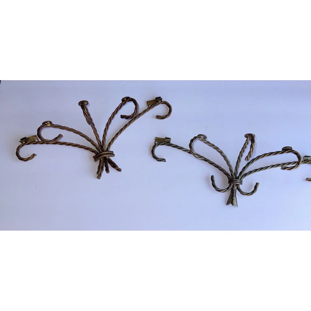 2 Vintage Twisted Rope Wall Shelf Brackets - Hollywood Regency Style -‎ Gold
