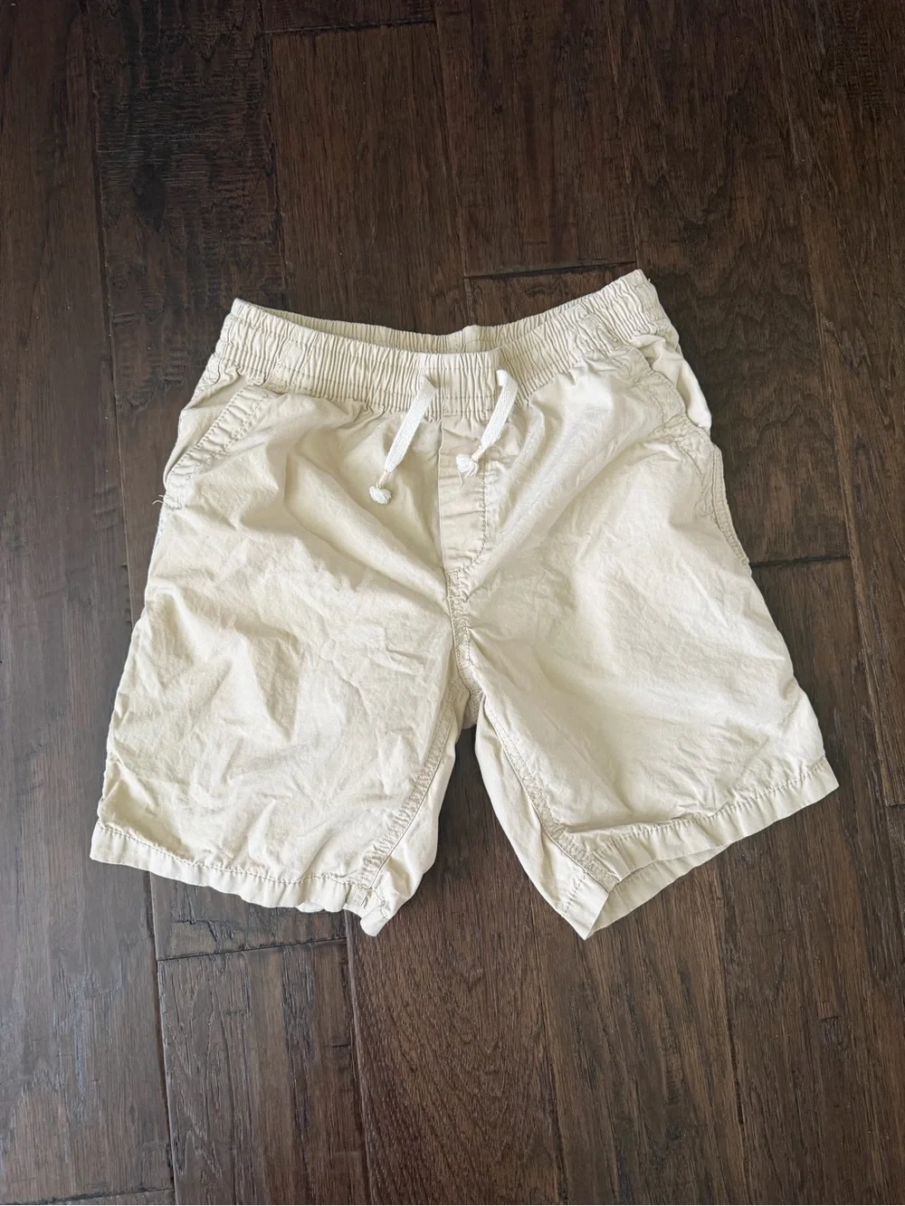 GAP Khaki Elastic-Waist Drawstring Shorts