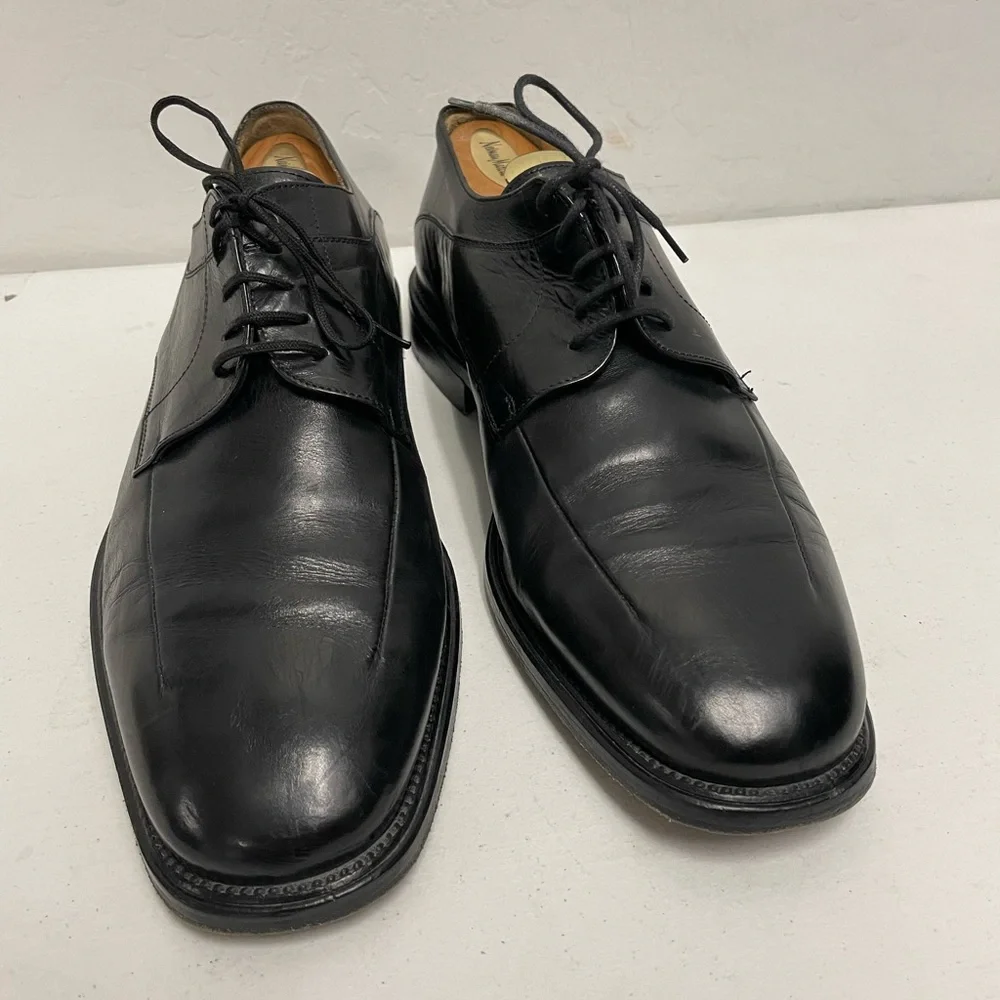 JOHNSTON & MURPHY Made in Italy‎ Bicycle Toe Oxford Shoe in Black Size 10 1/2 M