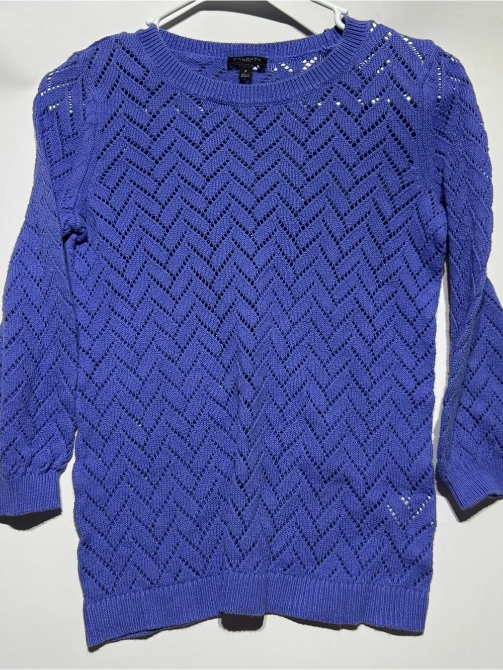 Talbots Petite Crochet Purple Sweater