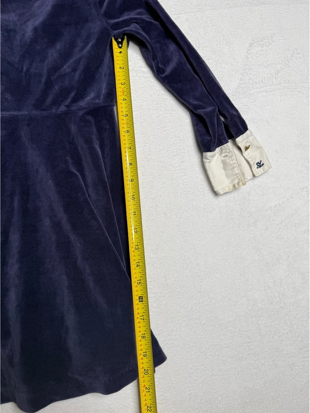 Ralph Lauren Girls Size 6 Navy Velour Dress Cream Collar Long Sleeve