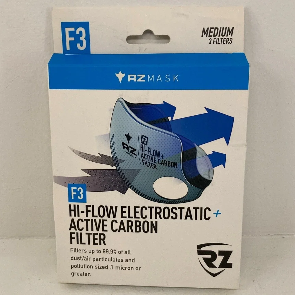 NEW RZ Mask‎ F3 Hi-Flow Electrostatic Active Carbon Filter 0.1 Micron PPE Safety