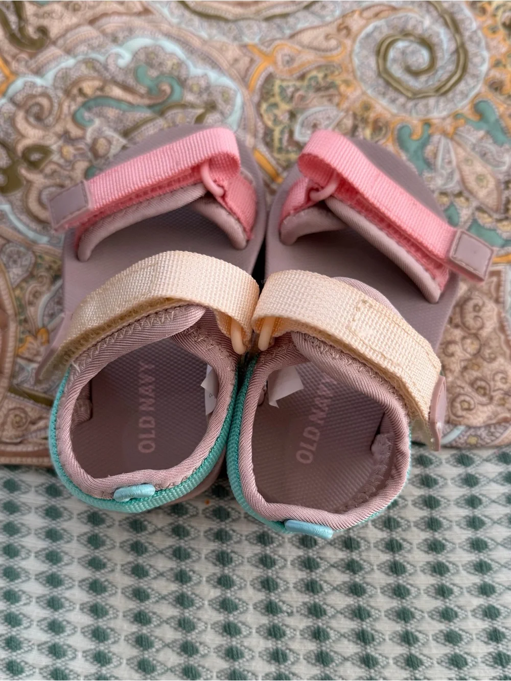 Old Navy Toddler Girls Double-Strap Sandals Size 6 Pink Teal