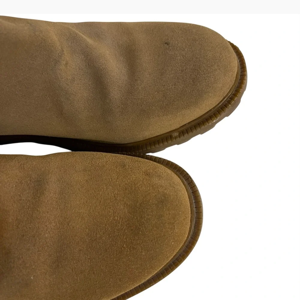 Tommy Hilfiger Tan Suede Knee High Engineer Boots Buckle‎ Detail Lug Sole 8.5M