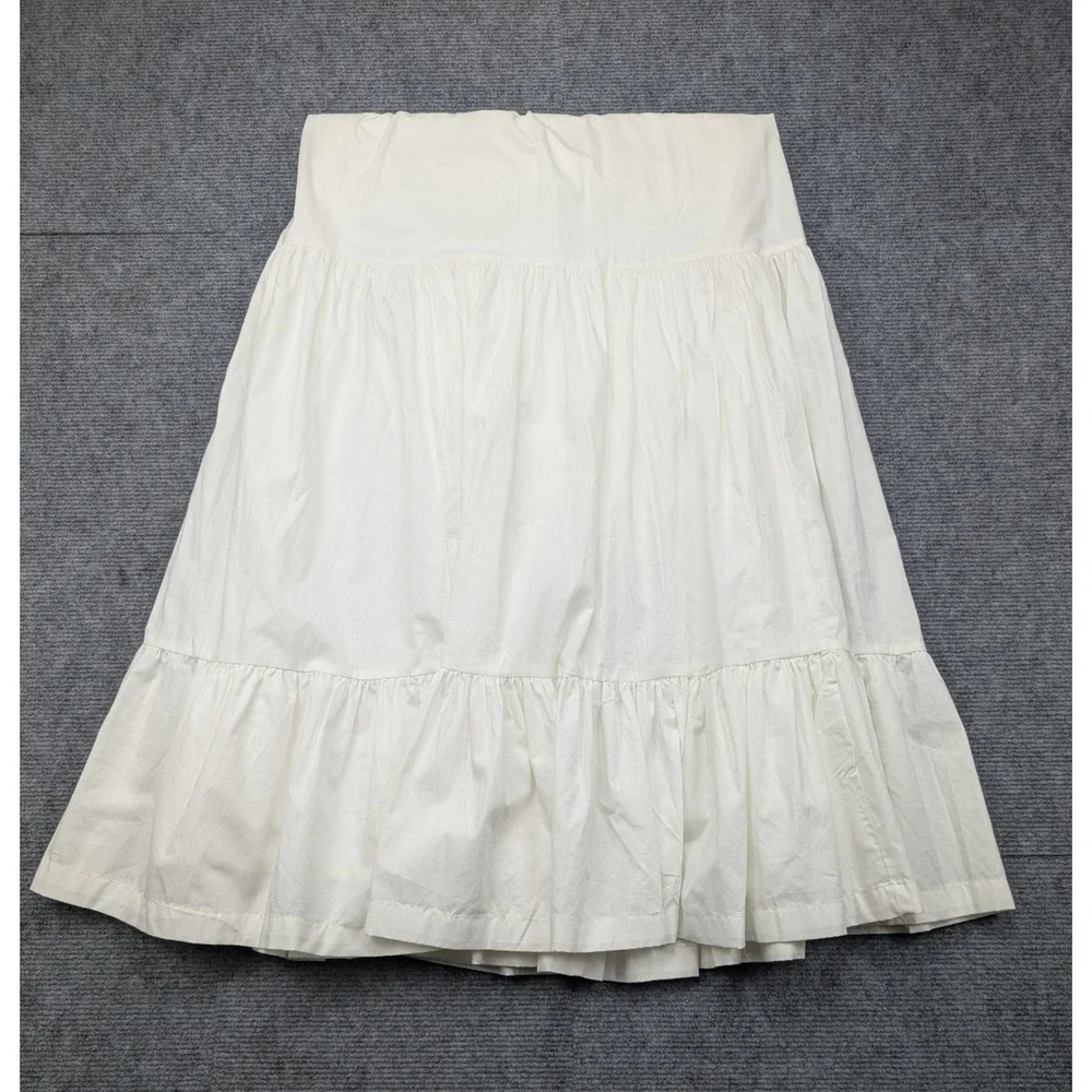 Abercrombie & Fitch Smocked Maxi Dress Womens XS Petite White Tiered Minimalist
