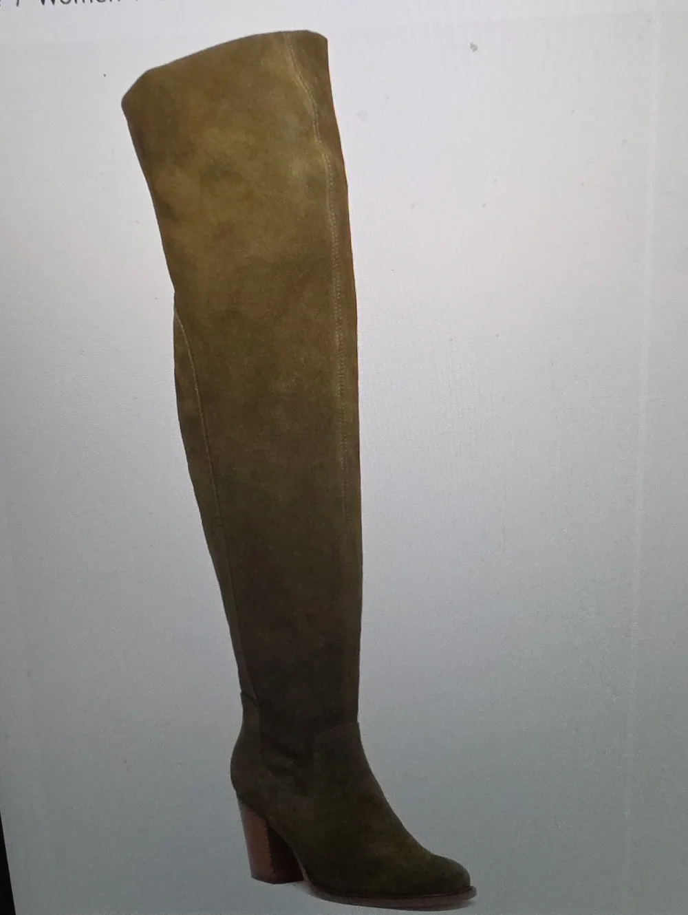 Kelsi Dagger Over-the-Knee Suede Heel Boot - Olive Size 5.5