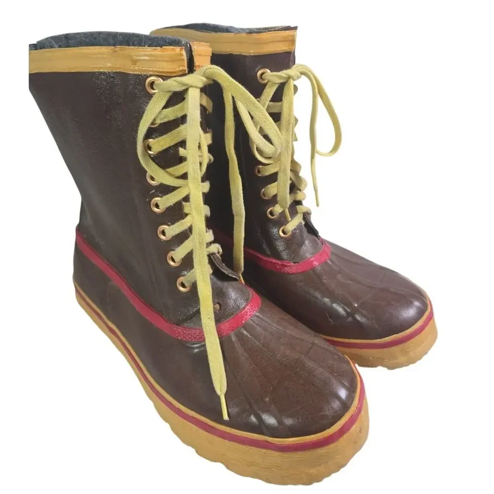Vintage FrostKing Waterproof Steel Shank Brown Lace Up Felt Lined Duck Boots 9