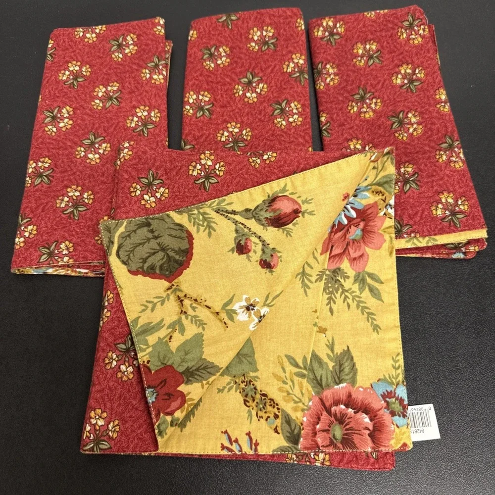 French Country Cloth Napkins 100% Cotton Mustard Yellow 16