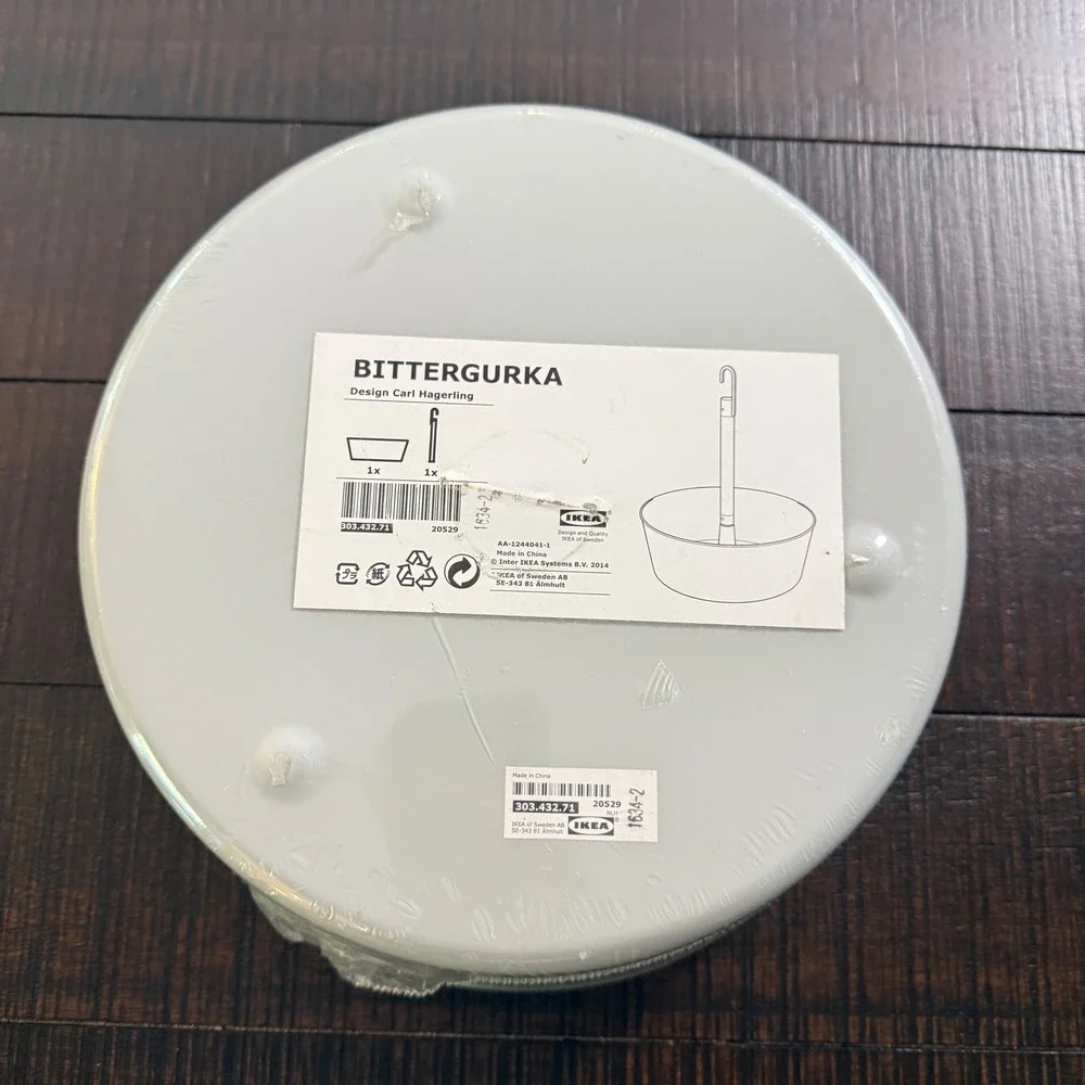 IKEA Bittergurka Hanging Planter Gray Grey Metal Wood 303.432.71 Modern Garden