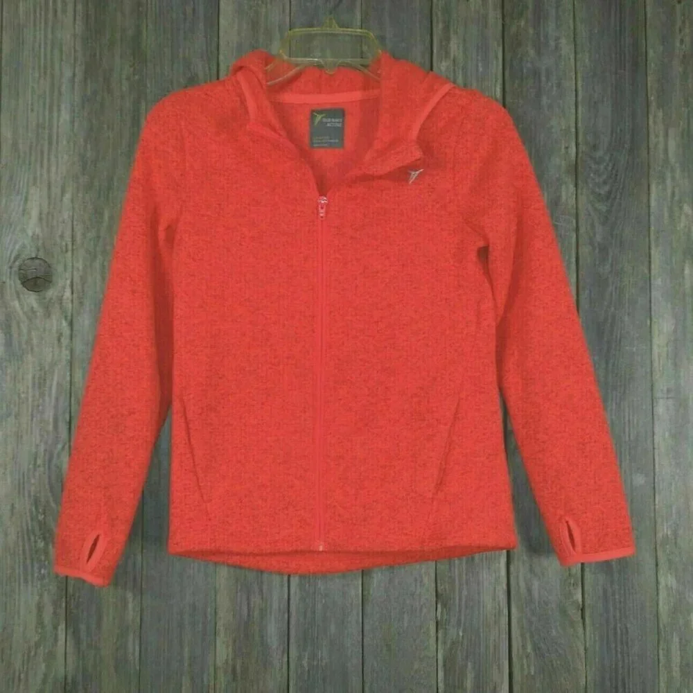 Old‎ Navy Active L Pullover full Zip Top 10 12 Girls Hood Hoodie Bright Coral