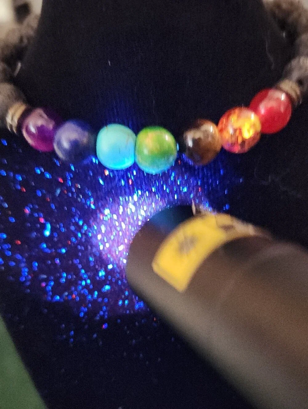 Handmade Black Lava Bead Bracelet with Multicolor Chakra Stones