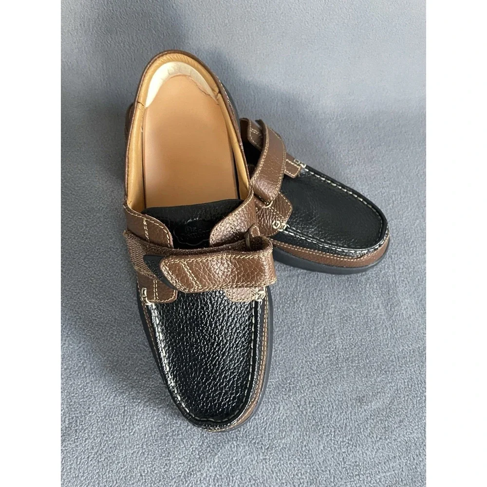 Dr. Comfort Mike 8660 Men's Black Brown Leather Boat Shoes‎ Size 11.5 W