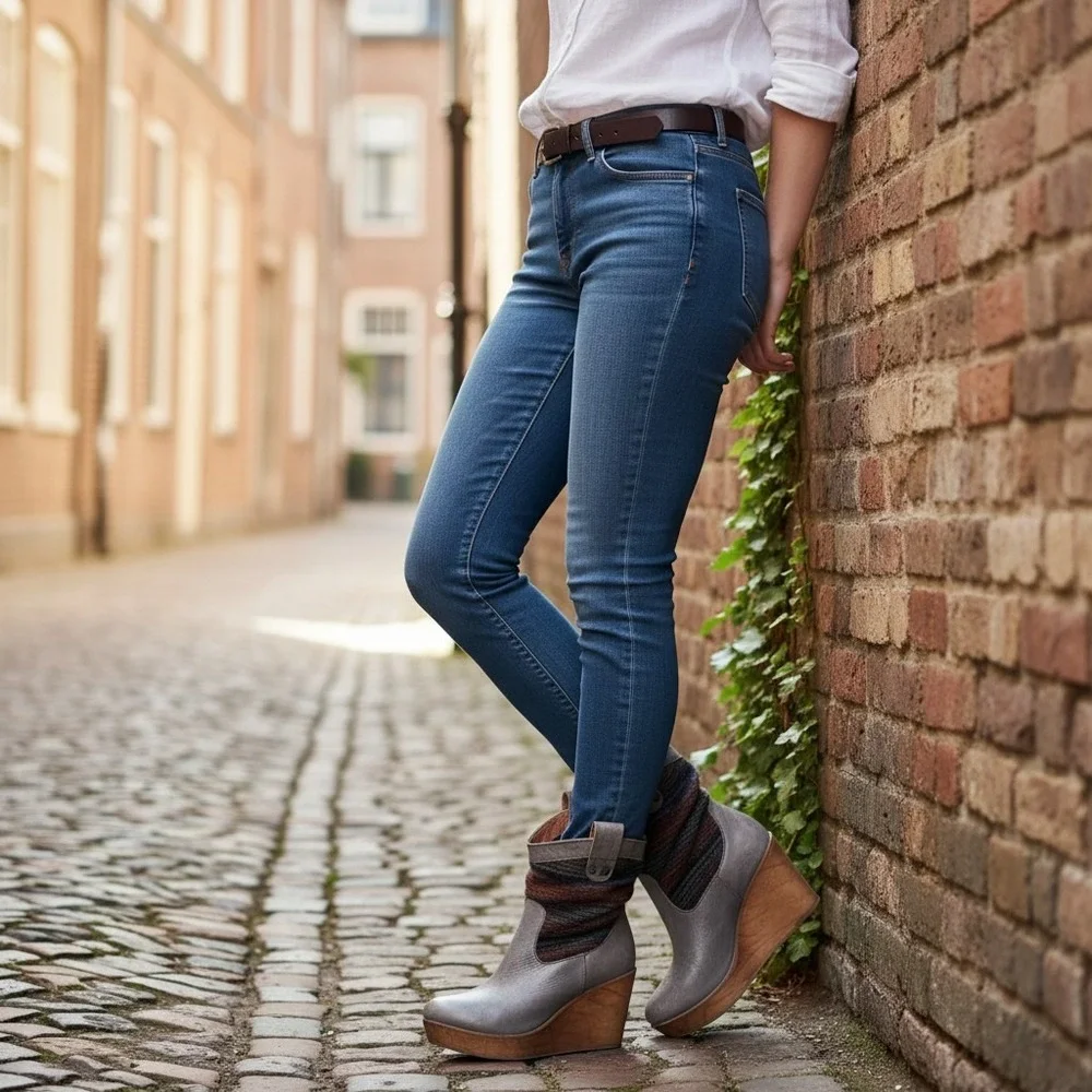 Bed Stu Bruges II Leather Wedge Slouchy Boots in the‎ 