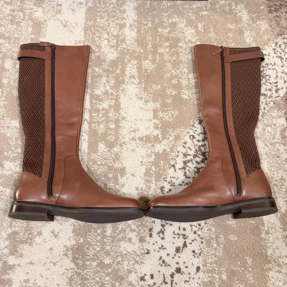 Cole Haan Women's Idah Equestrian Knee High Boot Brown Chestnut‎ Leather Size 10