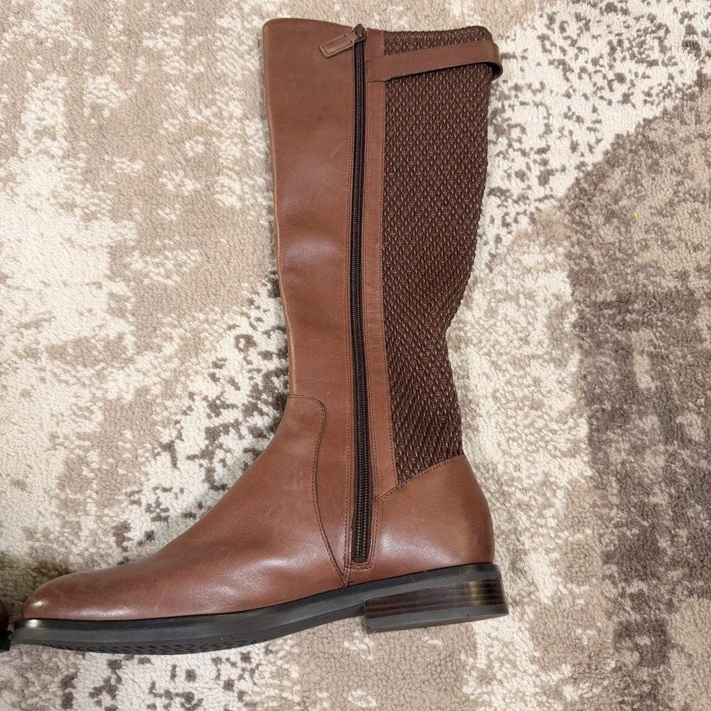 Cole Haan Women's Idah Equestrian Knee High Boot Brown Chestnut‎ Leather Size 10