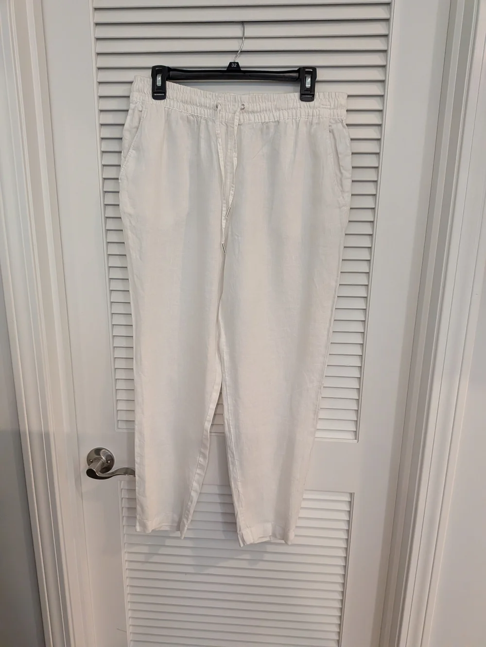 H& M  White Drawstring Linen Blend Pants Women Size 8 (Medium)