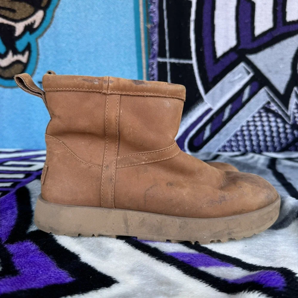Size 8 - UGG Women's Classic Mini Waterproof Leather Boots‎ 1019641 Chestnut