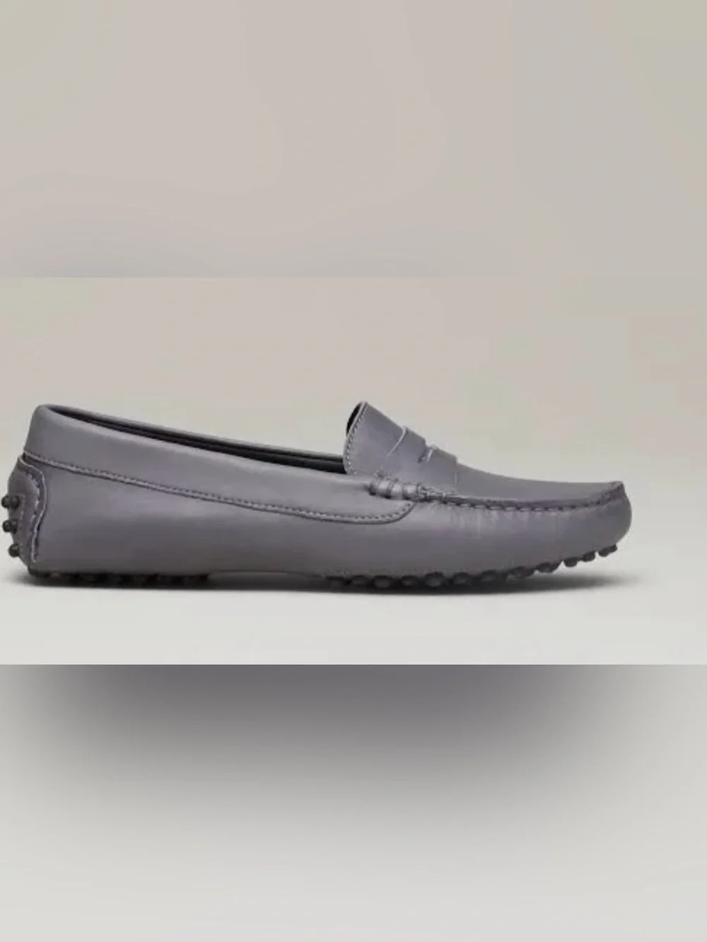 New M. Gemi The Pastoso in Light Gray Leather Penny Driving Loafers size 38.5