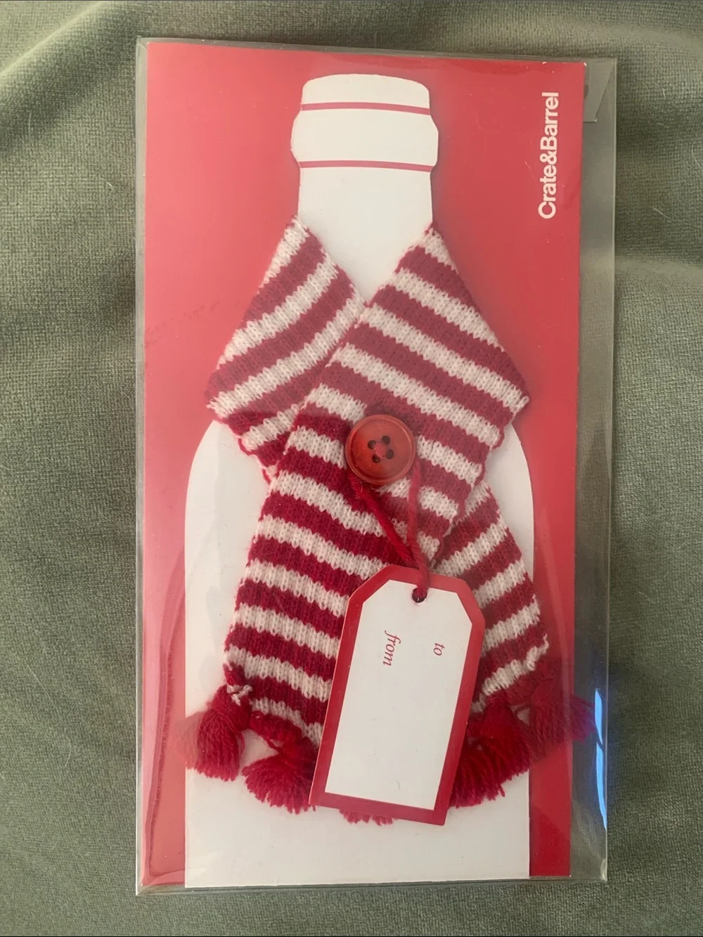 Crate&Barrel Wine Scarf Scarf Gift Tag with Button