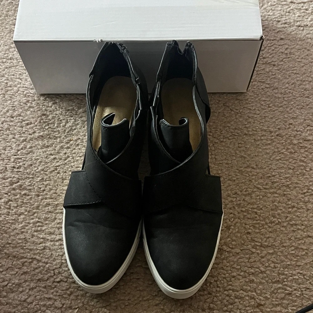 Black Women's High-Top Wedge Sandals