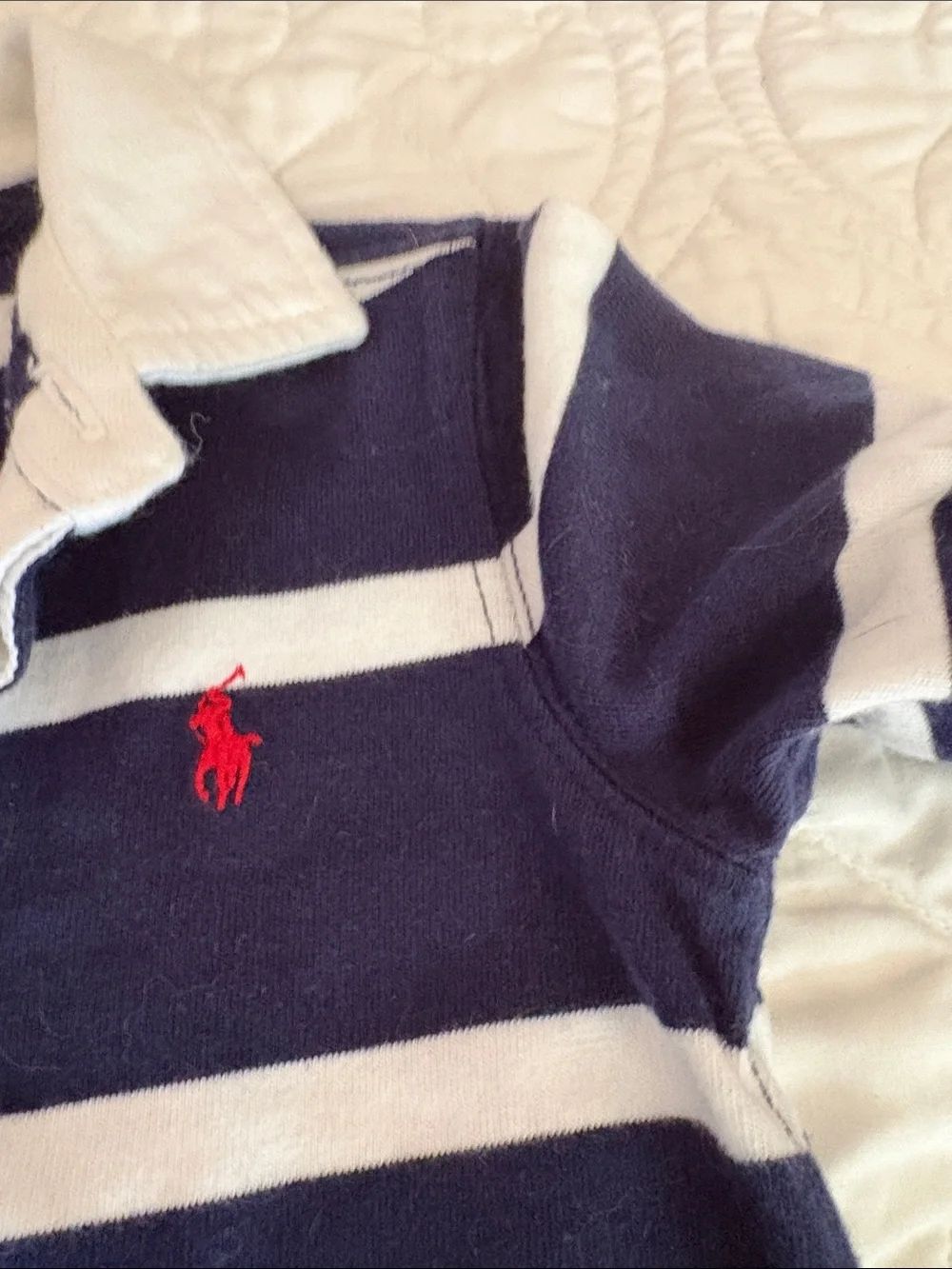 Ralph Lauren Navy & White Striped Polo One-Piece
