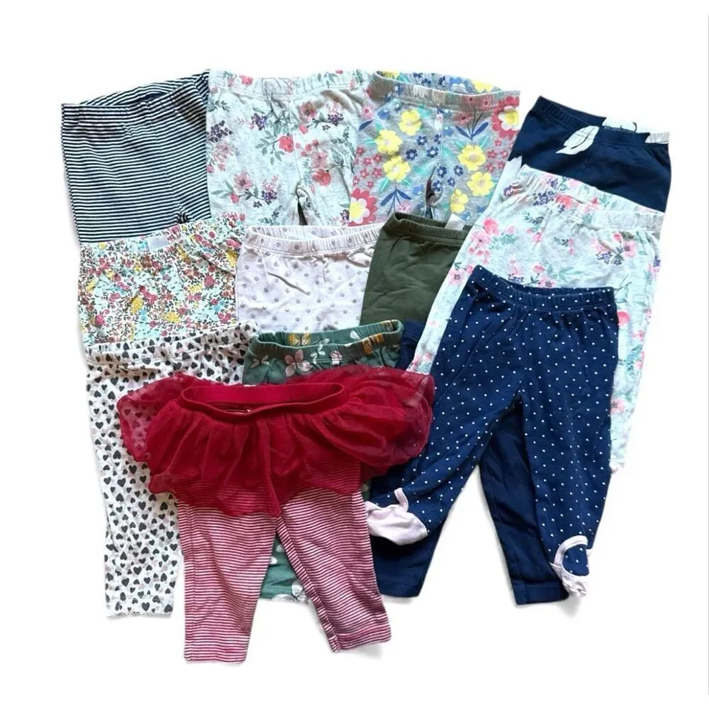 Lot of 13 Carters Baby Girls Leggings Cotton Pants - Sz 6 months