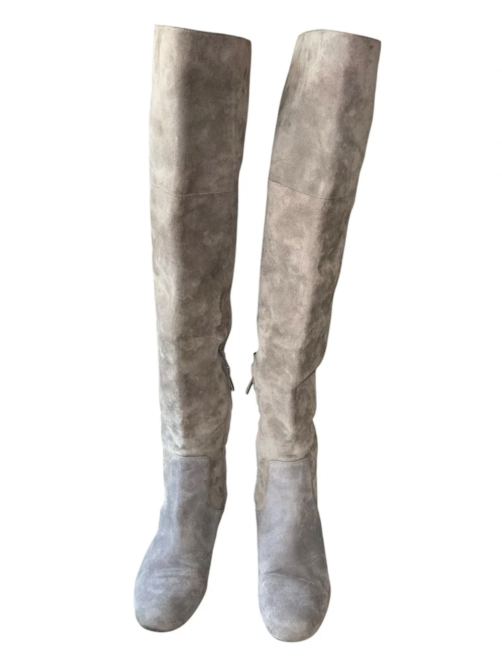 Sam Edelman Elina Gray Suede Leather Over The Knee Block Heel Boots - 7.5