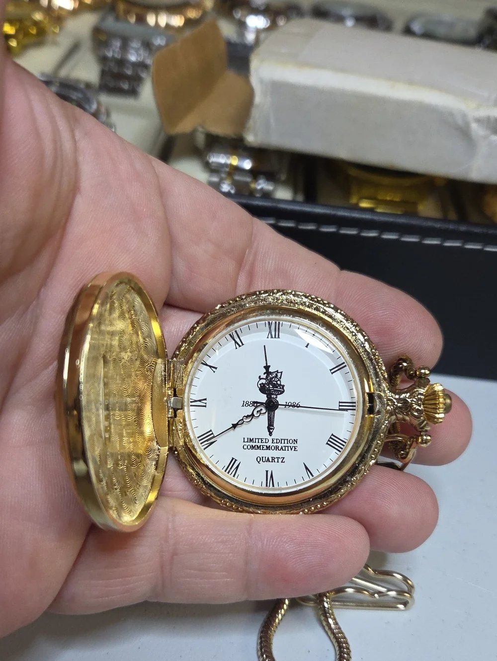 Limited Edition Gold Pocket Watch - Quartz, White Dial