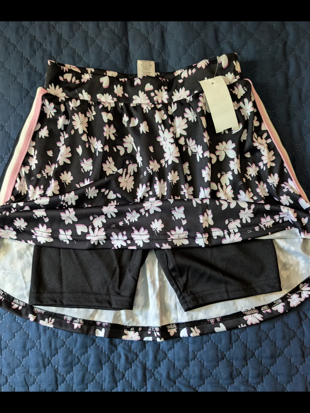 Body Glove Black Floral Skort & Leggings Set with Pink Accents