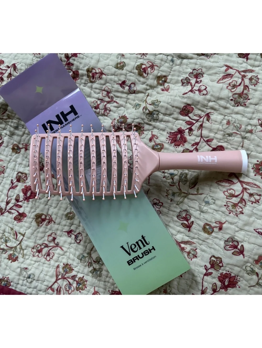 INH Pink Vent Brush with No Slip Handle