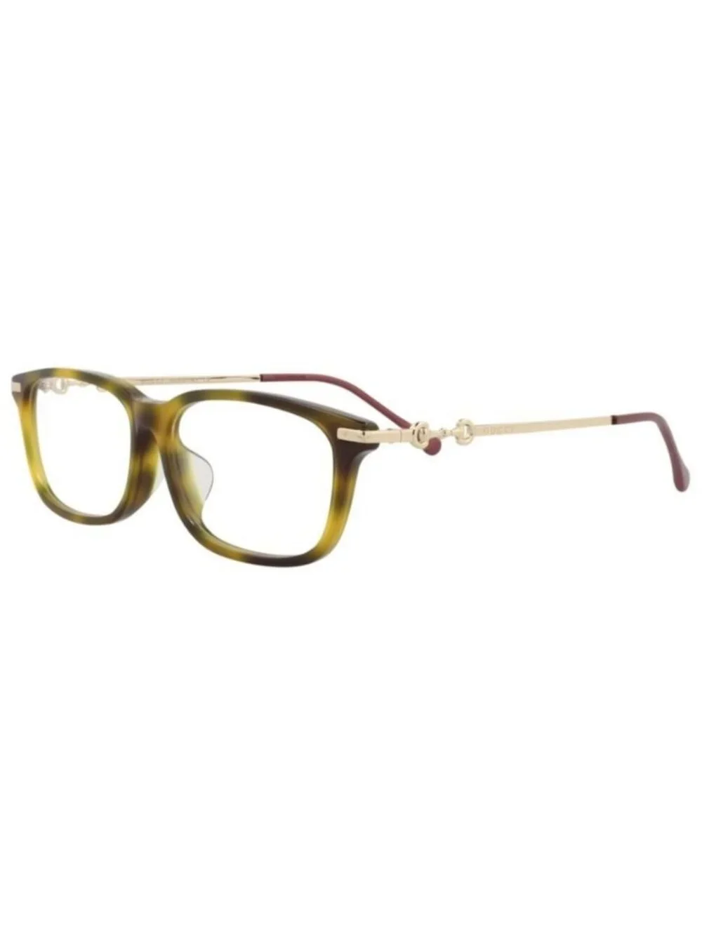 New Gucci Womens Square/Rectangle Havana Gold Transparent Fashion Designer Eyegl