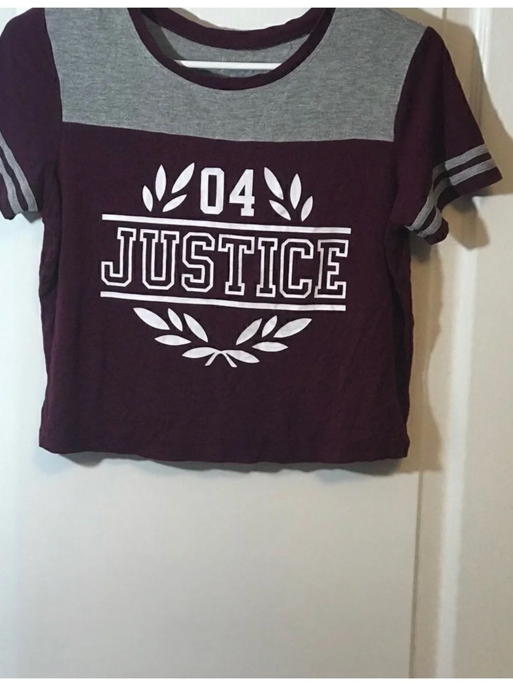 Justice Girls Maroon and Gray Athletic Graphic Tee