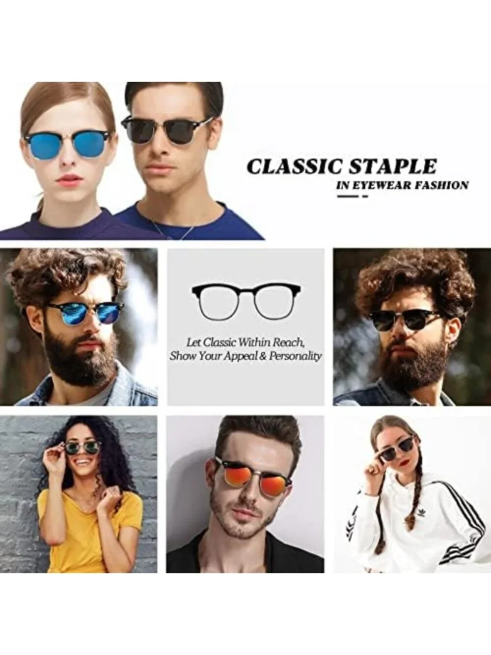 Retro Polarized Sunglasses for Men & Women | Semi-Rimless, UV Protection Goggles