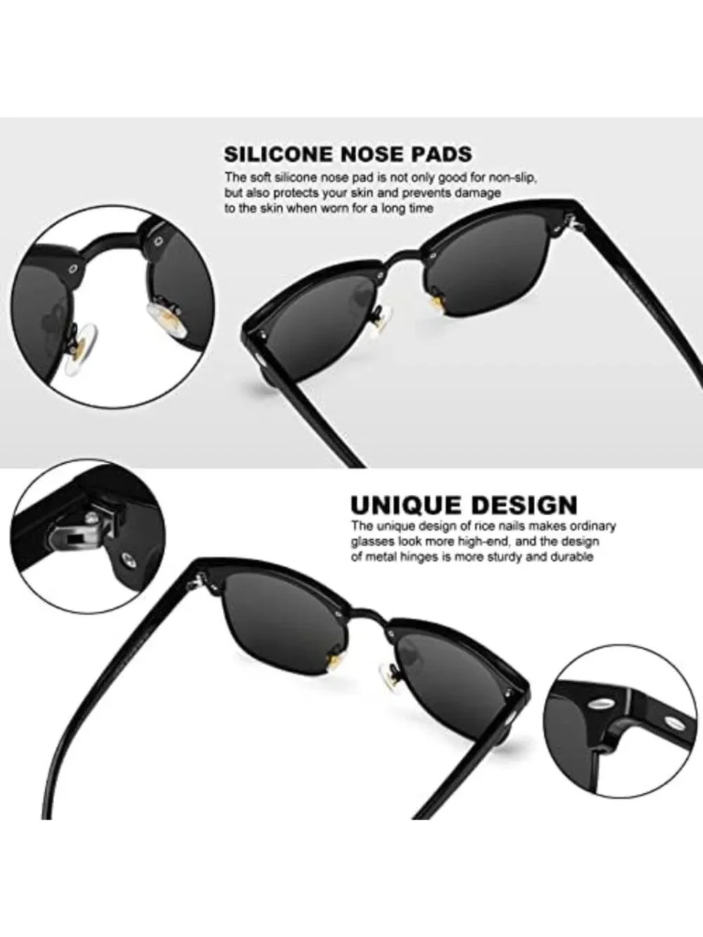 Retro Polarized Sunglasses for Men & Women | Semi-Rimless, UV Protection Goggles