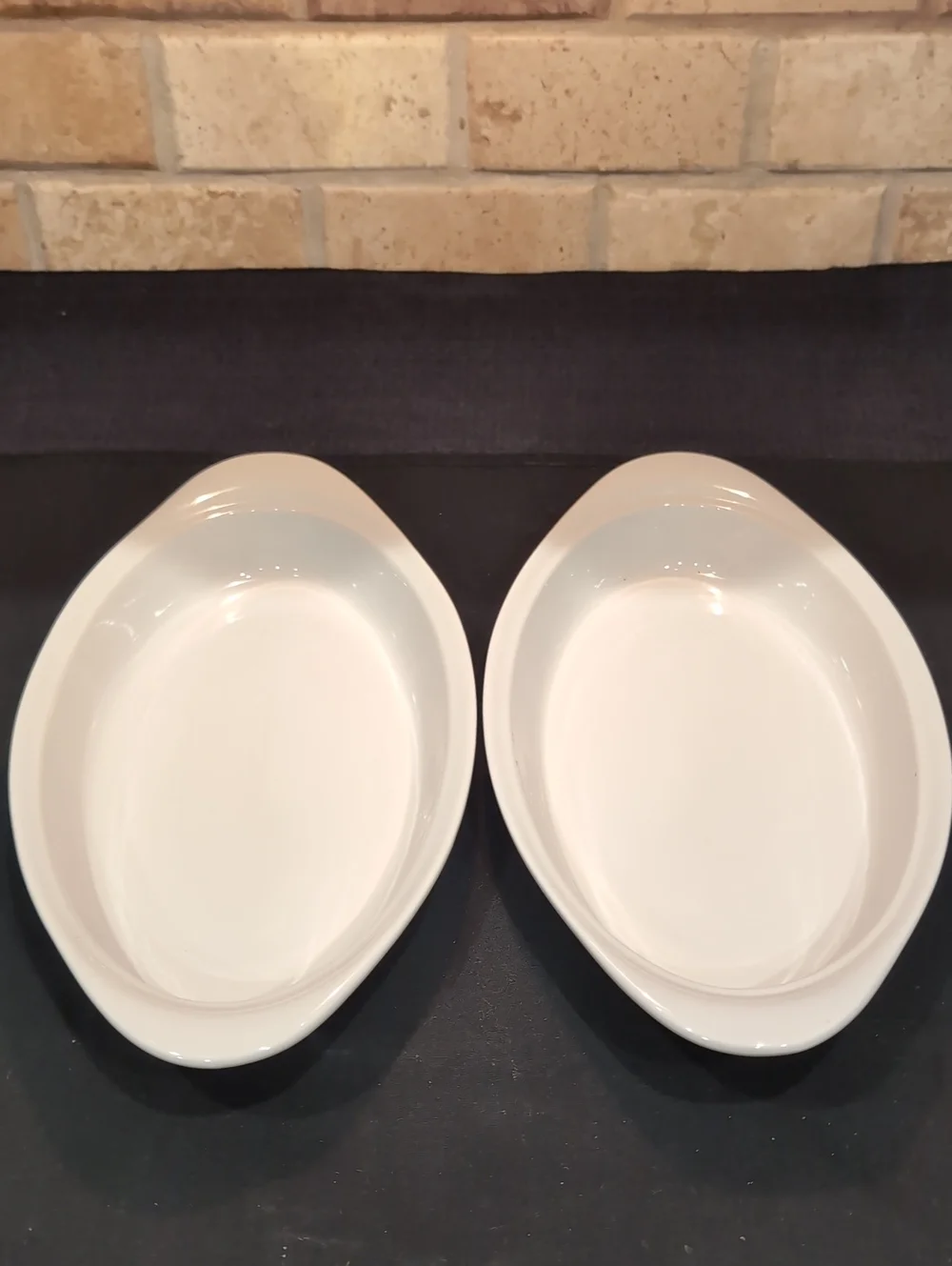Two (2) French White Corningware Oval  Casserole Baking Dishes 10