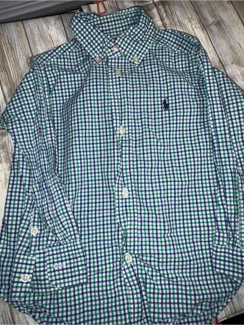 Ralph Lauren Blue & Green Gingham Button-Down Shirt