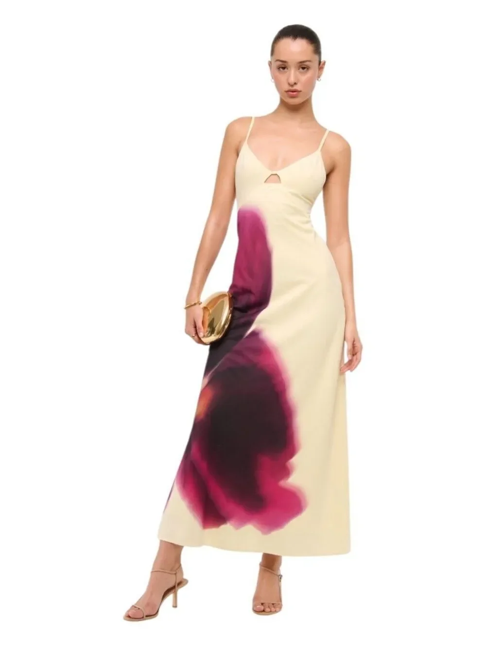 Abercrombie & Fitch Julia Slip Cutout Maxi Dress Sz L NWT Watercolor Print