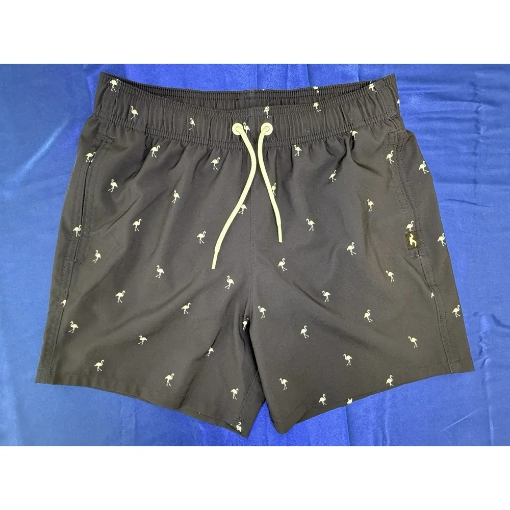 Hollister Men's XS Board Shorts Swim Trunks Navy White Flamingo 4-Way Stretch