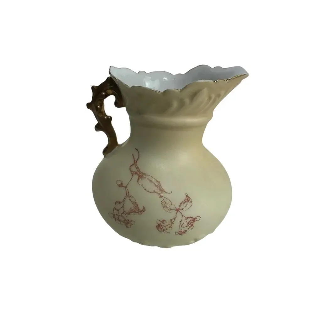 Rudolstadt Hand-Painted Porcelain Creamer with Floral Design and Gold Accents