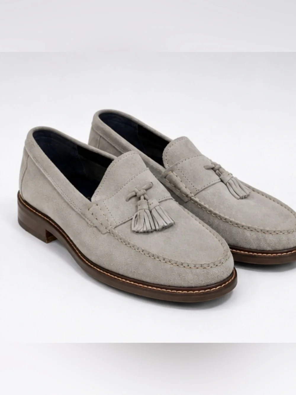 Cole Haan Pinch Maine Grey Suede Tasseled Loafers Men's Size 12 M Slip On Shoes