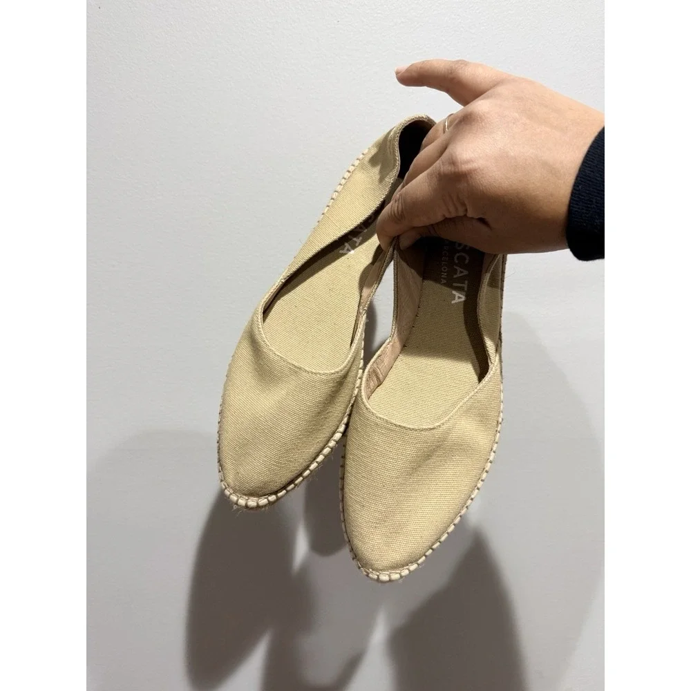 VISCATA Handmade in Spain Rascassa Flat Canvas Espadrilles Nude‎ Beige Y