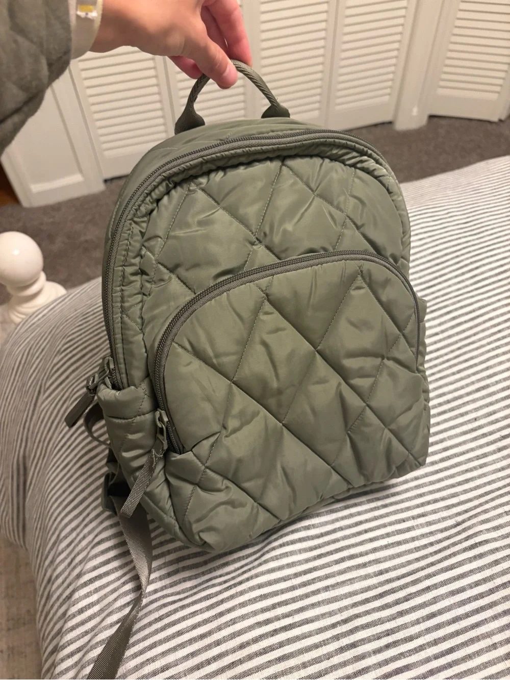 Vera Bradley Quilted Olive Mini Backpack